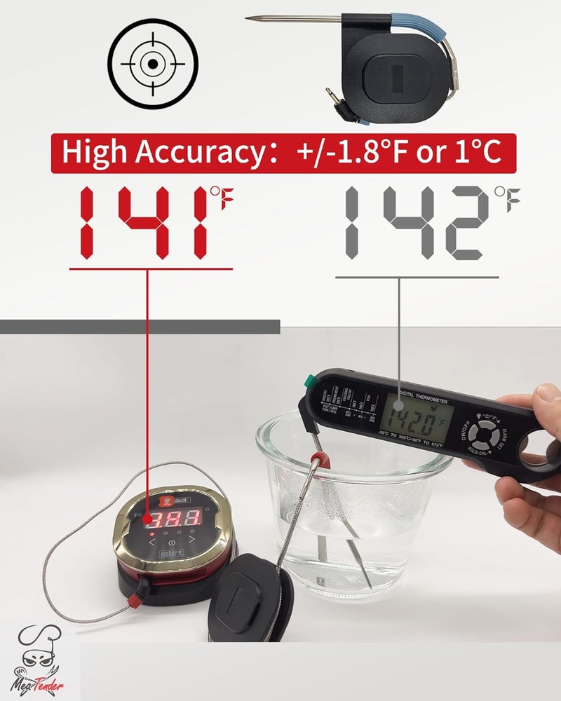 Meatender Pro Grill & Meat Temperature Probes Combo for Weber iGrill, Connect Smart Grilling Hub and Grill, Accurate ±1°C Washable Ambient & External Thermometor Probes - Image 4